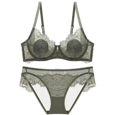 Tunt BH Set Kvinnor Spets Underkläder Set Mesh Underkläder Elegant Dam BH och Trosa Set Mjuk Ventilera — image 11