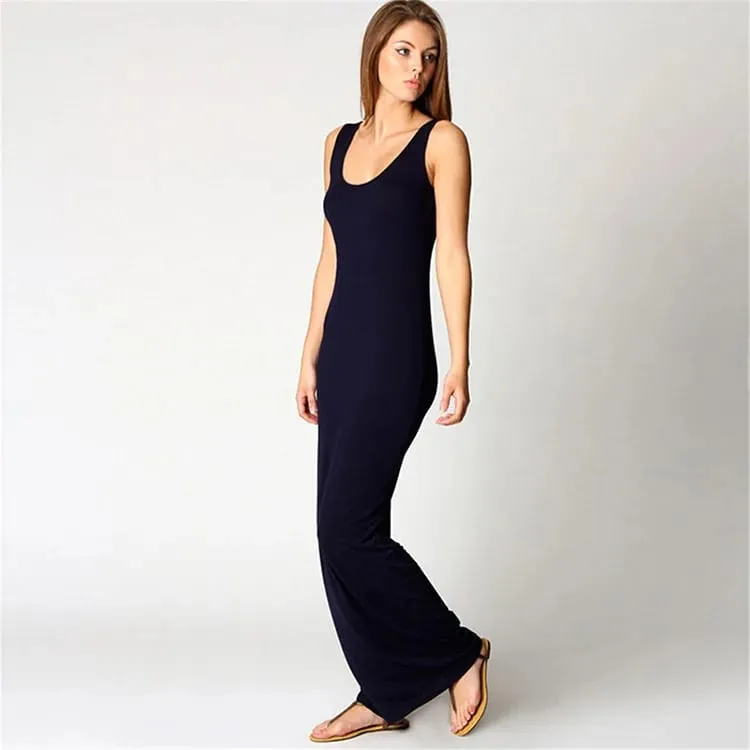 Women‘s Maxi Dress Sleeveless Bodycon Long Dress Elegant Casual Homewear Spring Summer Cool Solid-Color Dress — image 8