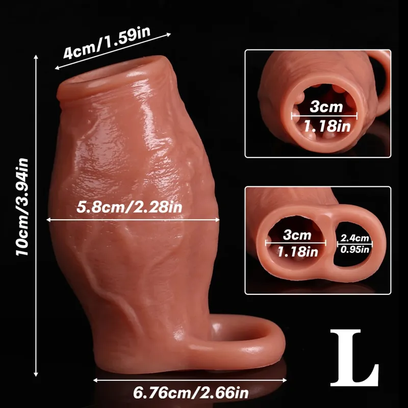 Penis Sleeve Cock Ring Power Ring Penis Cover Penis Ring for Men Delayed Ejaculation Penis Enlargement Silicone Adult Sex Toys — image 7