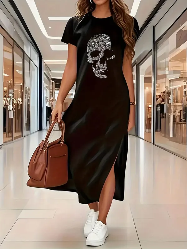 VerãoVestido longo solto e confortável vestido longo camiseta feminino vestidos conflitantes de verão — image 2