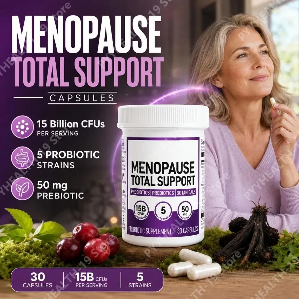 Menopause Total Support Probiotic Capsules 15 Billion CFU 5 Strains Prebiotic For Digestive Microbiome Wellness Adult 30 Count — image 1
