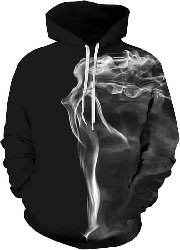 Moletom com capuz gráfico masculino unissex com estampa de novidade, pulôver com padrão 3D com bolso, moletom com capuz gráfico quente de manga comprida Me — image 13