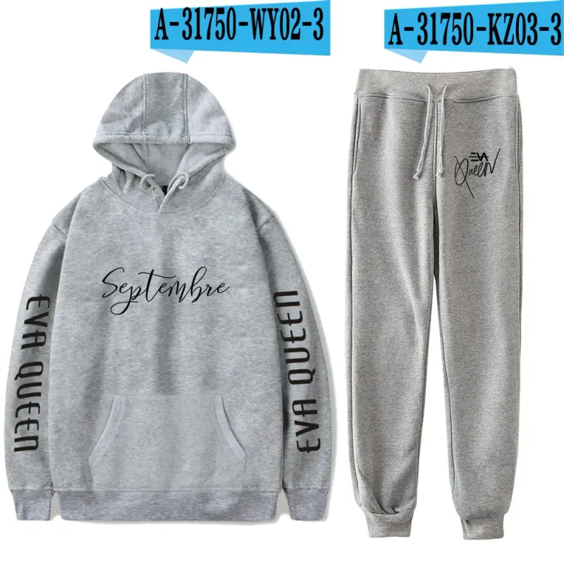 Hip Hop Bekväm Eva Queen Print Sweatshirt Träningsbyxor Kostym Huvtröjor+ Byxor Kostym Pojkar/Flickor 2-delat set Kläder — image 38