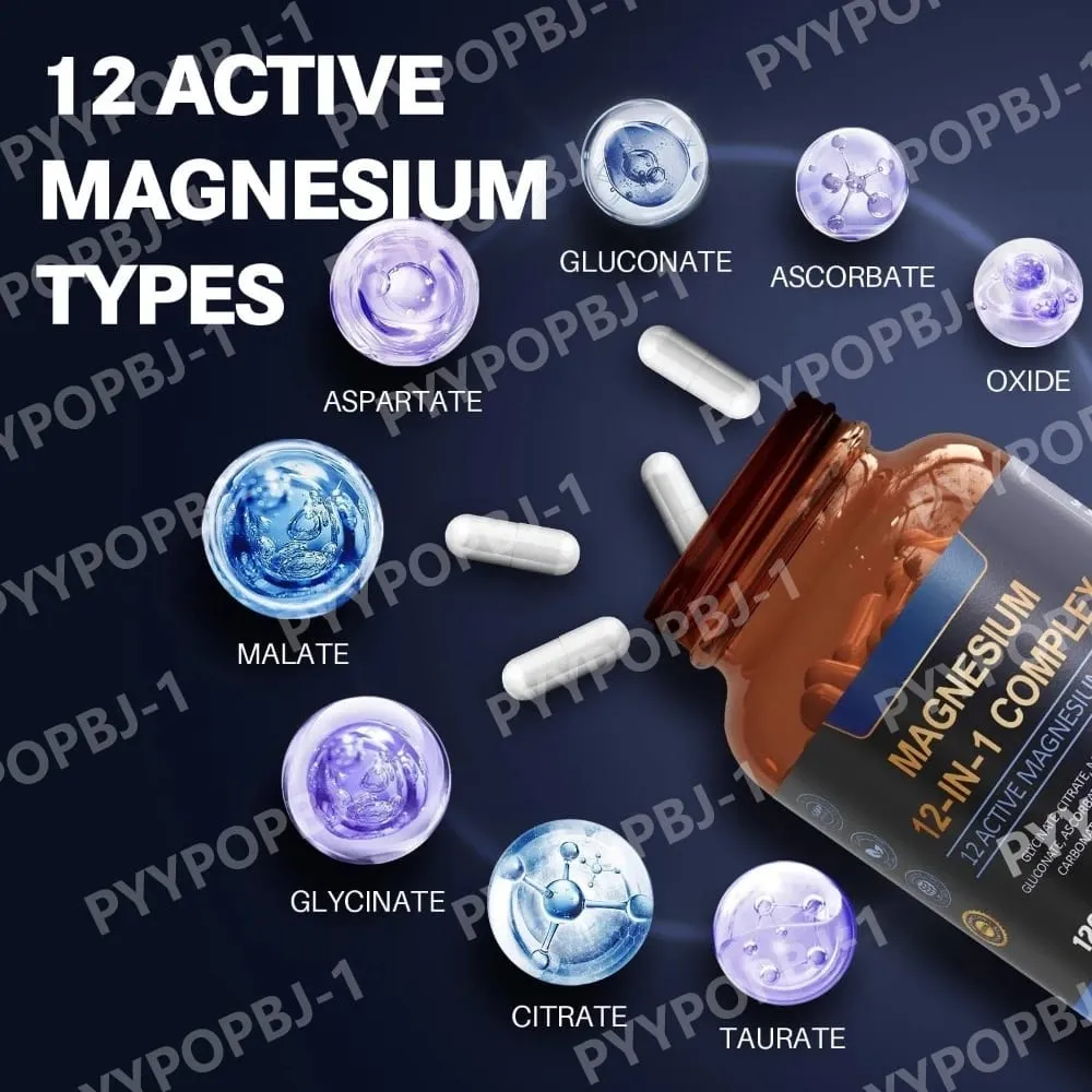 Complexe de magnésium 700 mg Supplément de magnésium 12 en 1 avec glycinate citrate oxyde de malate taurate aspartate orotate de magnésium — image 2