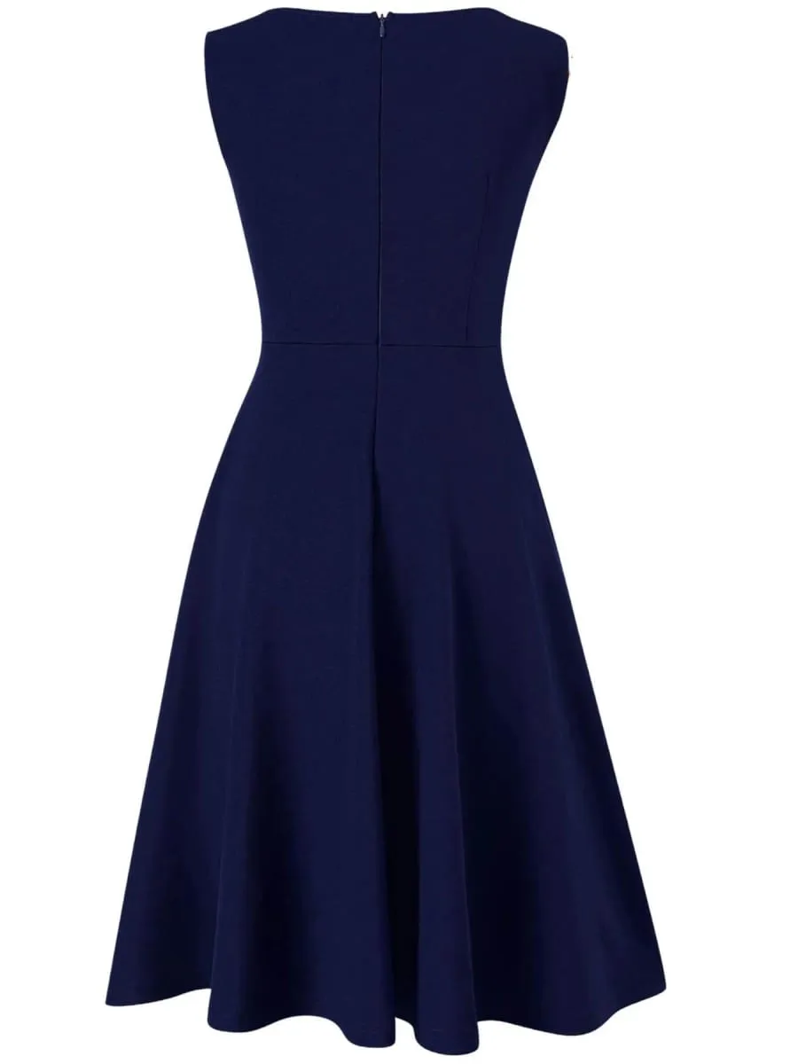 Vestido feminino sem mangas elegante, verão, trabalho, escritório, linha a, vintage, zíper frontal, negócios, casual, festa, slim fit e flare, vestido de balanço — image 3