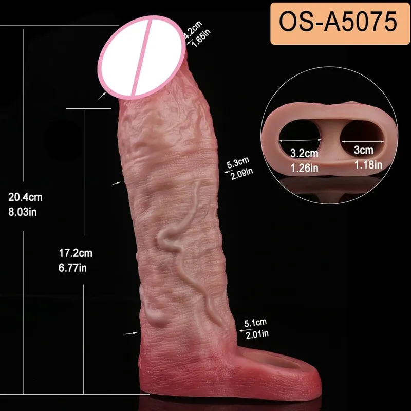 Close Head Realistic Penis Sleeve Szexjátékok férfiaknak Késleltetett magömlés Púshosszabbító Pároknak Sex Pleasure Sexshop — image 28