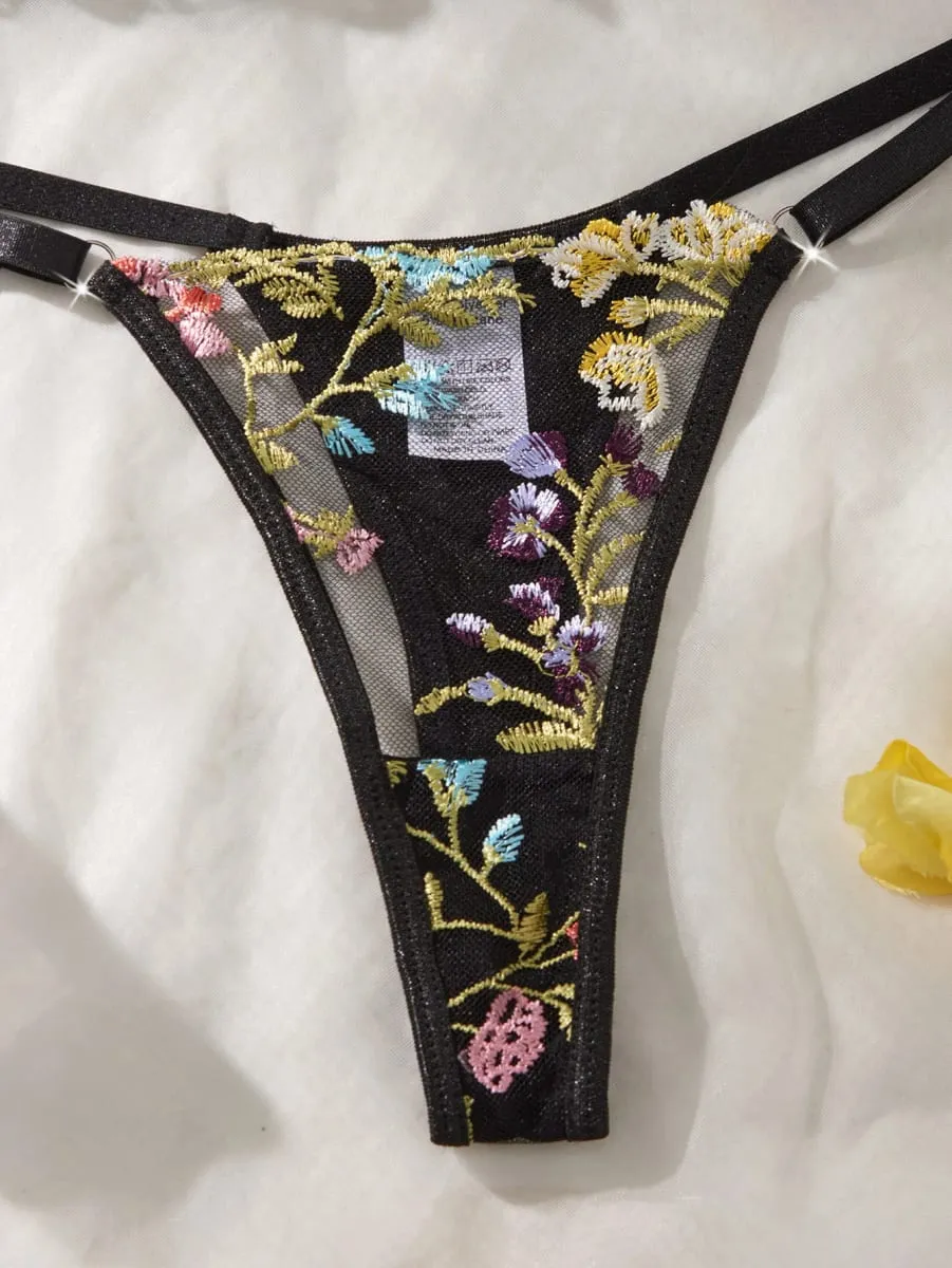Bordado conjunto de sutiã de renda francesa meninas sexy mulheres bralette transparente roupa interior tanga sutiãs lingerie calcinha conjuntos — image 7