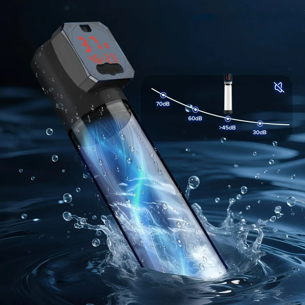 Masturbadores masculinos elétricos bomba de pênis vibrador de sucção a vácuo 5 sucção 6 modo de treinamento à prova d'água display digital brinquedo sexual adulto — image 5