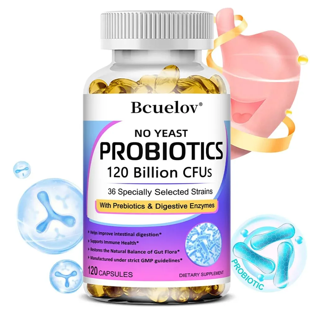 Ang Probiotics 120 Billion CFU na may Prebiotics at Digestive Enzymes ay sumusuporta sa Digestion Gut Flora Bloating Relief at Immune Health — image 1