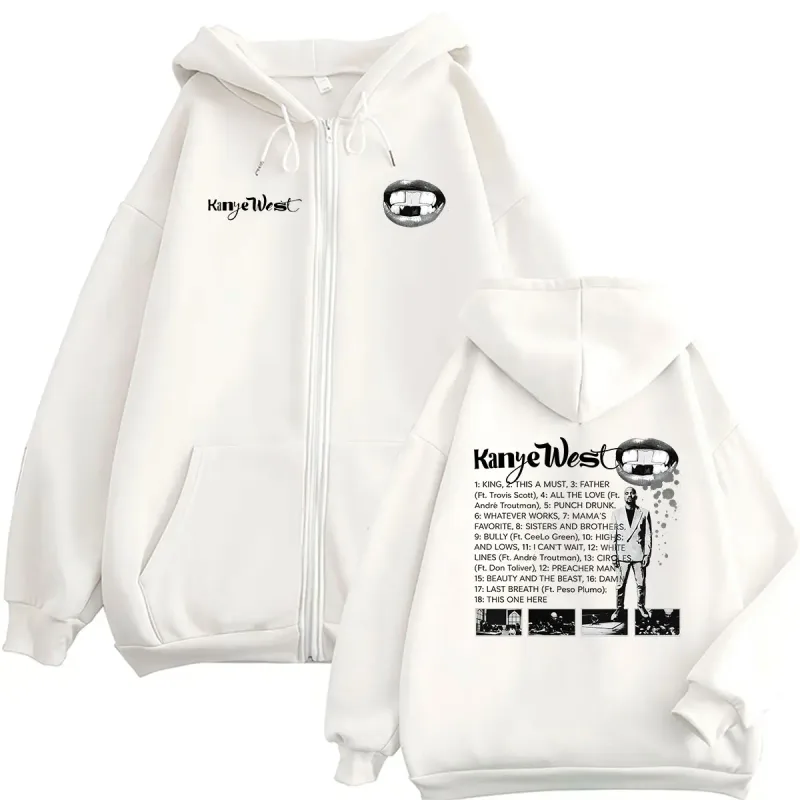 Kanye West Bully Album 2026 Zipper Print Hoodie Men's Gothic Fashion Pullover Sweatshirt Hip Hop Loose Coats Hoodies Streetwear — image 4