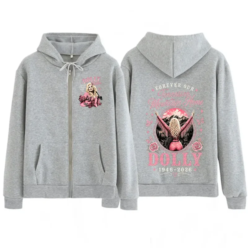 Dolly Parton Tribute 1946-2026 Country Music Zipper Hoodies Homens Mulheres Moda Casual Zip Up Moletom Com Capuz Jaquetas Casacos — image 5