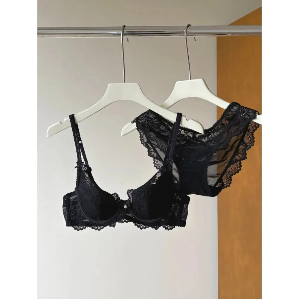 Lila Spets BH Dam Fransk Sexig Broderi Mjuk Bygel Minimizer Push Up Anti Sagging Underkläder BH 32‑38 — image 3
