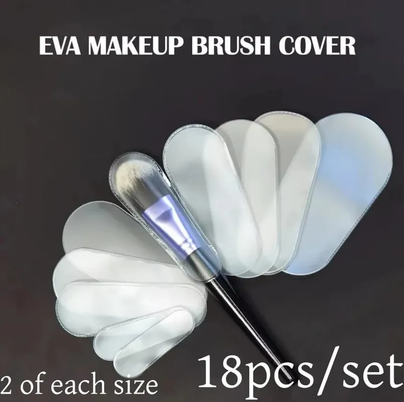 18pcs/set Makeup Brush Dust Cover 9-Size Universal Fit Clear Storage Bag for MakeUp Brushes Waterproof Bristle Protection Cover