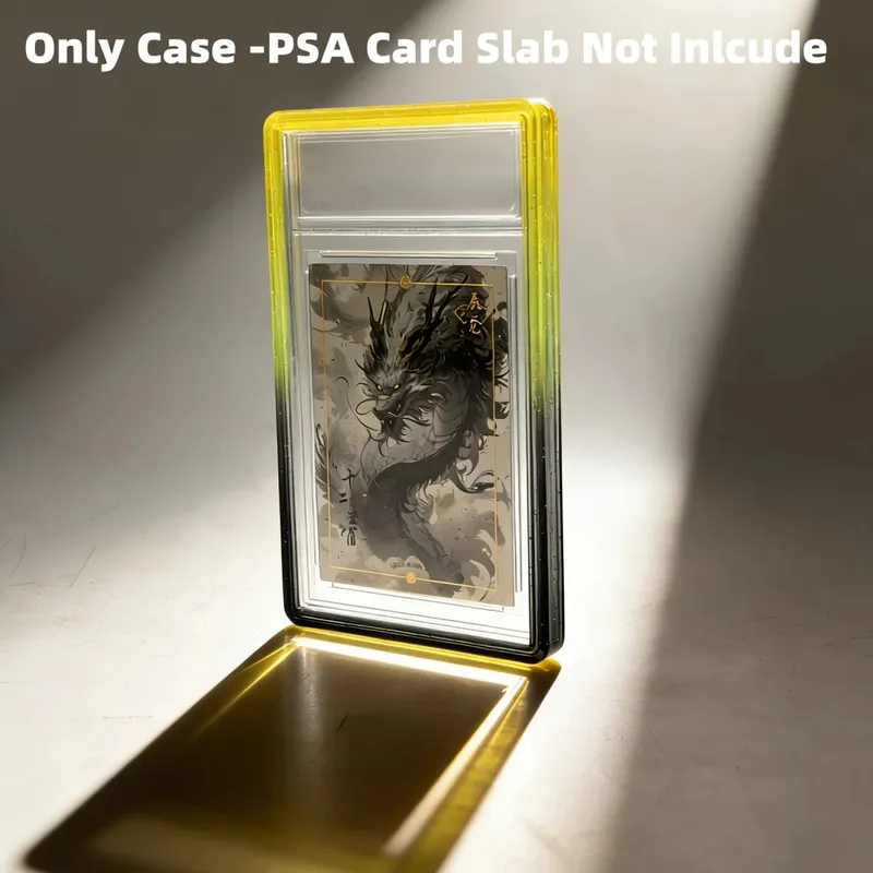 Glitter TPU Slab Bumper Guard Case Holder Protective Skin Display Sleeves with Clear Back for PSA 35PT Graded Trading Card