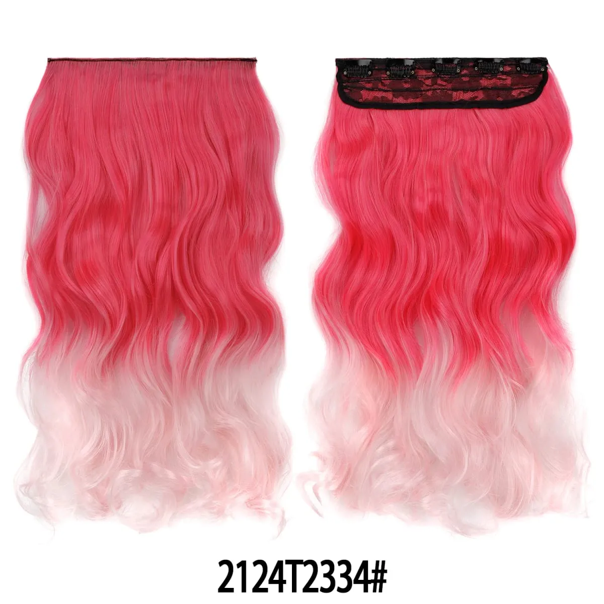 Jeedou uma peça 5 clipes ondulado ombre clipe em extensões de cabelo longo onda de água cabelo encaracolado sintético pedaço arco-íris colorido cabelo — image 8
