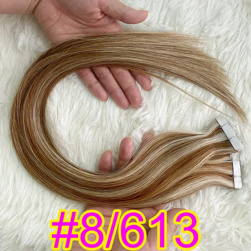 Full Shine Tape In 100% Remy Human Hair Straight Double Sided Blonde Comfortable Silky Natural Tape Ins For Women — image 17