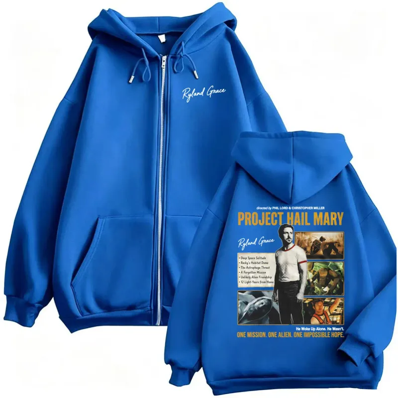 Project Hail Mary 2026 Movie Zip Up Hoodies Funny Ryland Grace Jacket Sweatshirts Coats Men Women Casual Fleece Zipper Pullovers — image 4