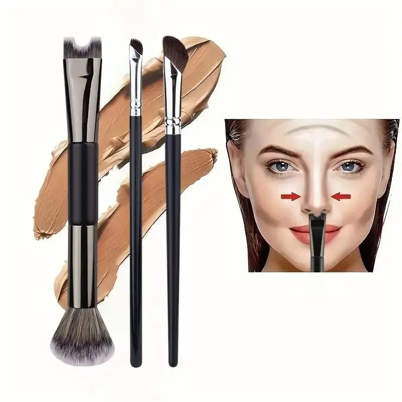 U-Shaped Dual Head Makeup Brush Nose Contour Brushes Set Eyeshadow Contour Face Brush For Precise Nose Sculpting Makeup Tools