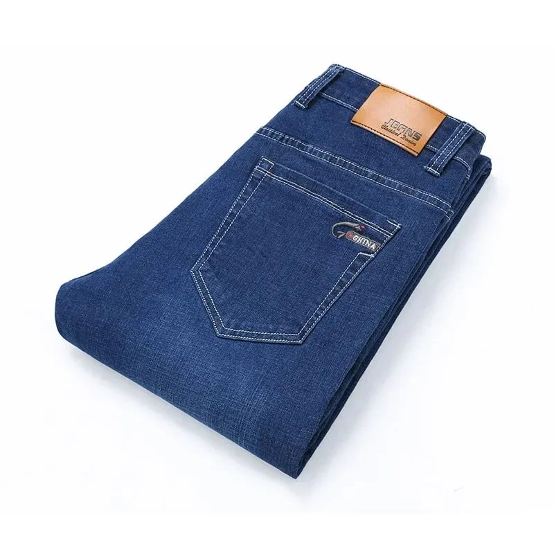 2025 Spring Autumn Men's Straight Jeans Denim Pants Classic Style Business Stretch Casual Trousers Malaking Sukat 40 42 44 46 — image 10