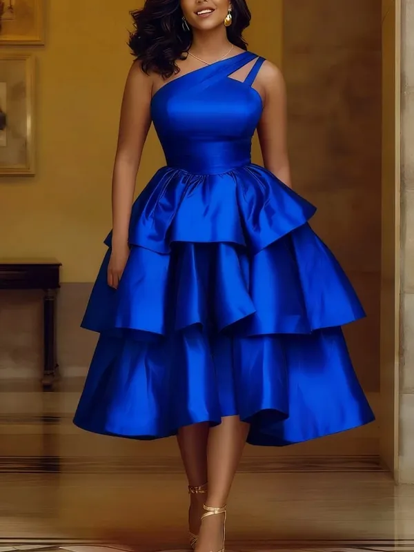 Mulheres elegantes brilhantes um ombro plissado em camadas vestidos de festa de natal data para fora aniversário casamento convidado evento ocasião vestidos novo — image 3