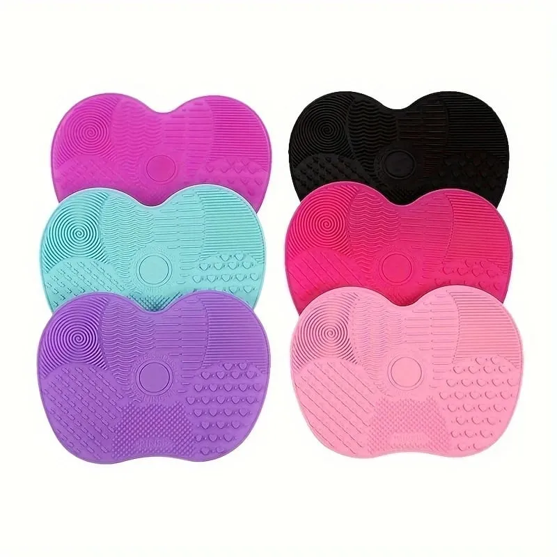 Silicone Apple-Shaped Makeup Brush Cleaning Mat With Suction Cup Deeply Cleans Makeup Brushes Making Brushes Fluffy And Soft — image 1