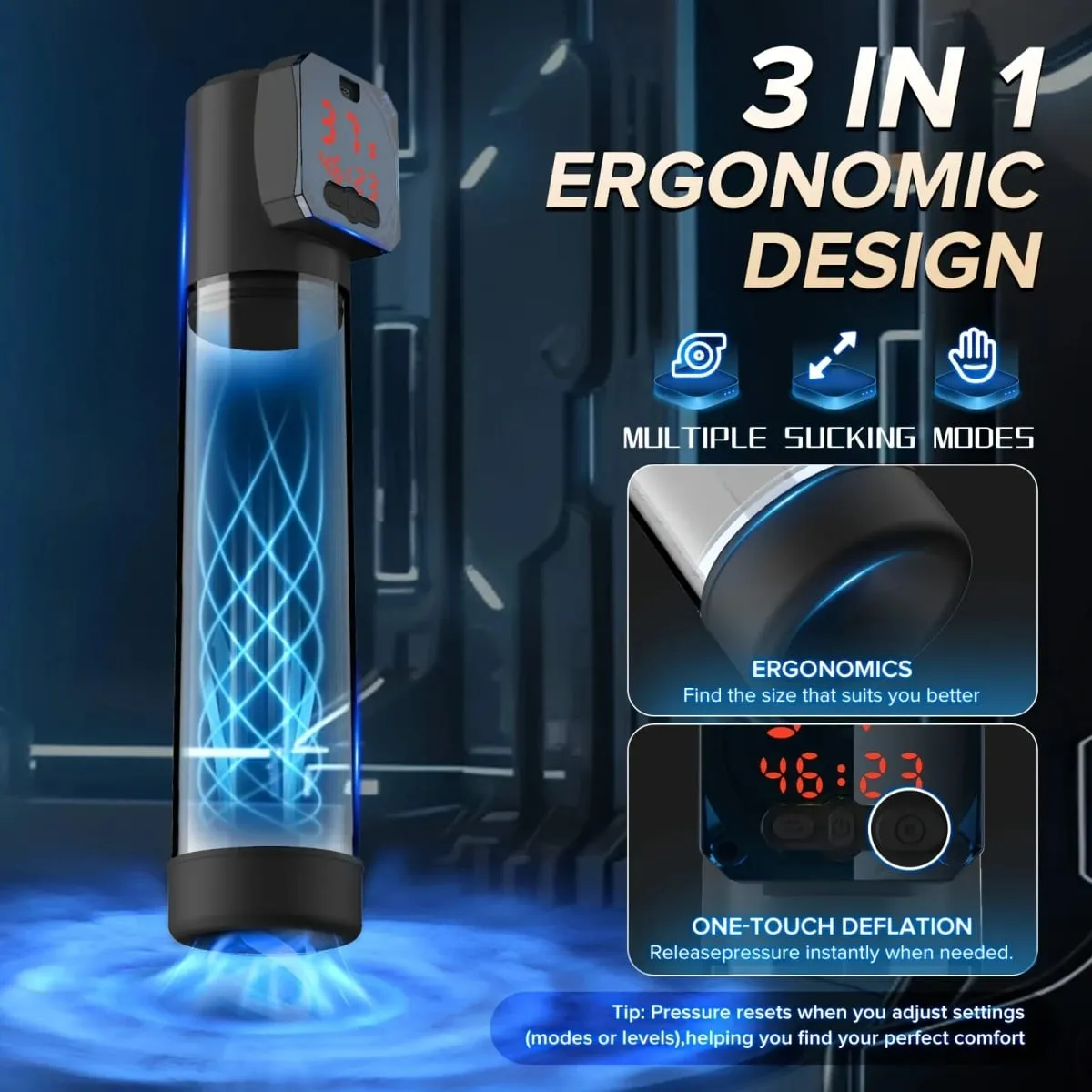 Masturbadores masculinos elétricos bomba de pênis vibrador de sucção a vácuo 5 sucção 6 modo de treinamento à prova d'água display digital brinquedo sexual adulto — image 2
