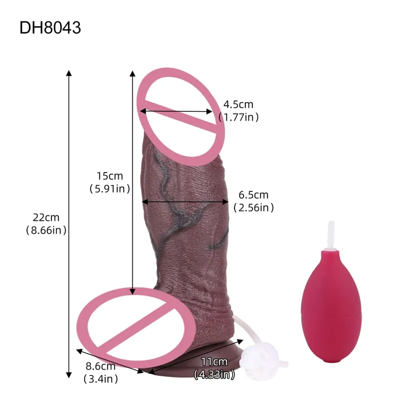 Silicone Lifelike Double Layers Ejaculating Penis Squirting Long Dildo With Sucker Anal Sex Toys Para sa Lalaki Babae Masturbator — image 17