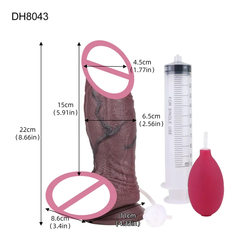 Silicone Lifelike Double Layers Ejaculating Penis Squirting Long Dildo With Sucker Anal Sex Toys Para sa Lalaki Babae Masturbator — image 10