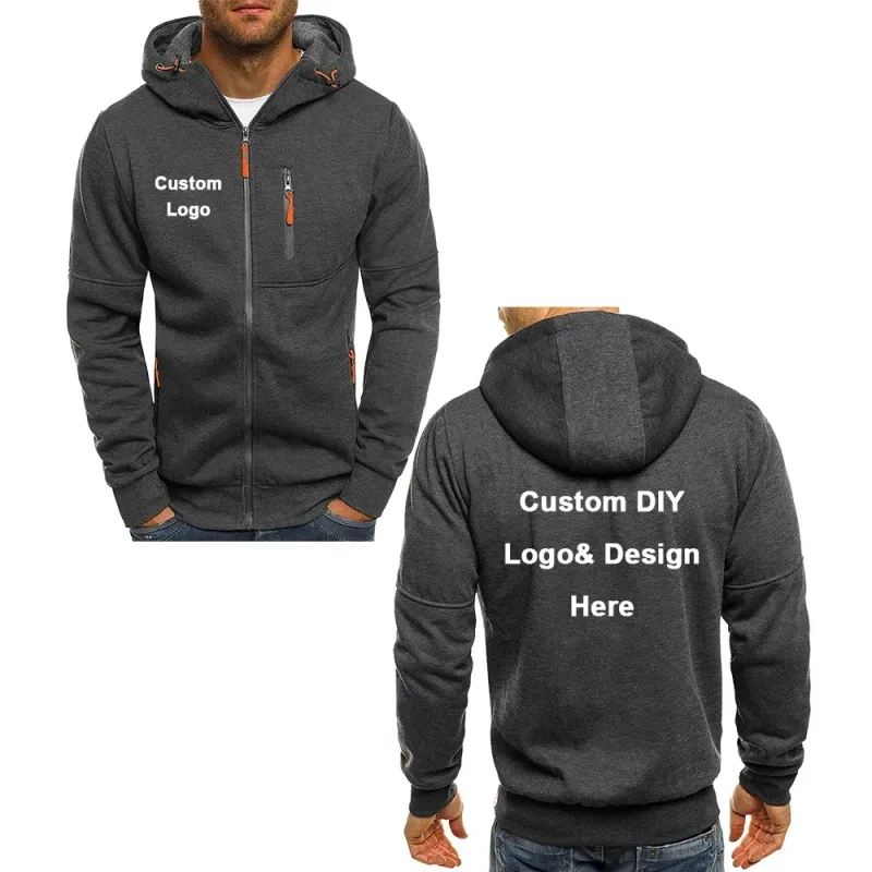Ang naka - hood na zipper jacket ng kalalakihan na may bulsa na pasadyang logo ng imahe ng teksto kaswal na sports streetwear men's cardigan wool sweater fashion — image 6