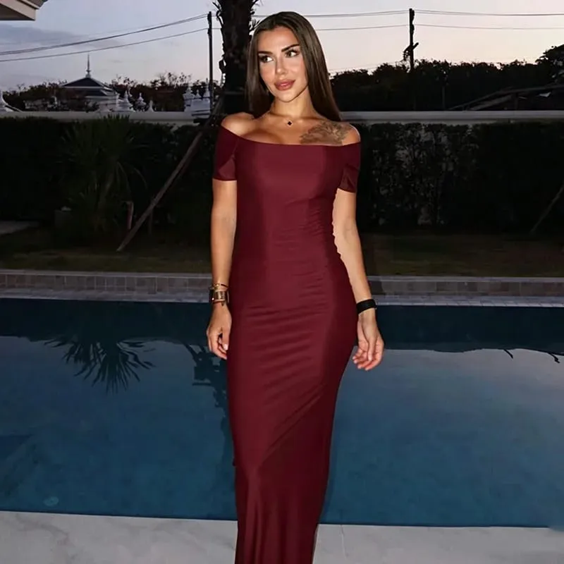 Women Summer New Off Shoulder Maxi Dress Daily Commuter Solid Sleeveless Tube Top Bodycon Long Dress Casual Layering Inner Wear — image 4