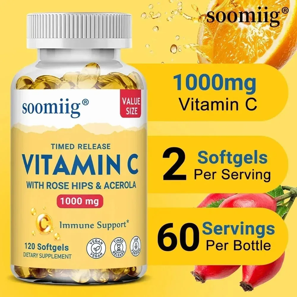 Vitamin C Capsules 1000mg - Immune Support Cellular Energy Production Improve Skin Brightening Skin Teeth & Heart Health — image 7
