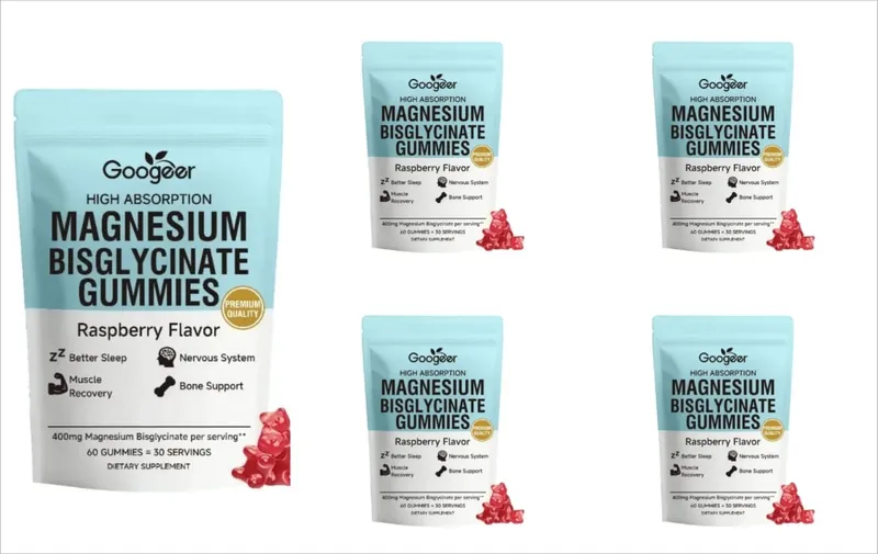 Magnesium Bisglycinate Gummies400mg Raspberry Flavor Supports Bone Health& Muscle Function Dietary Supplement for Adults60 Count
