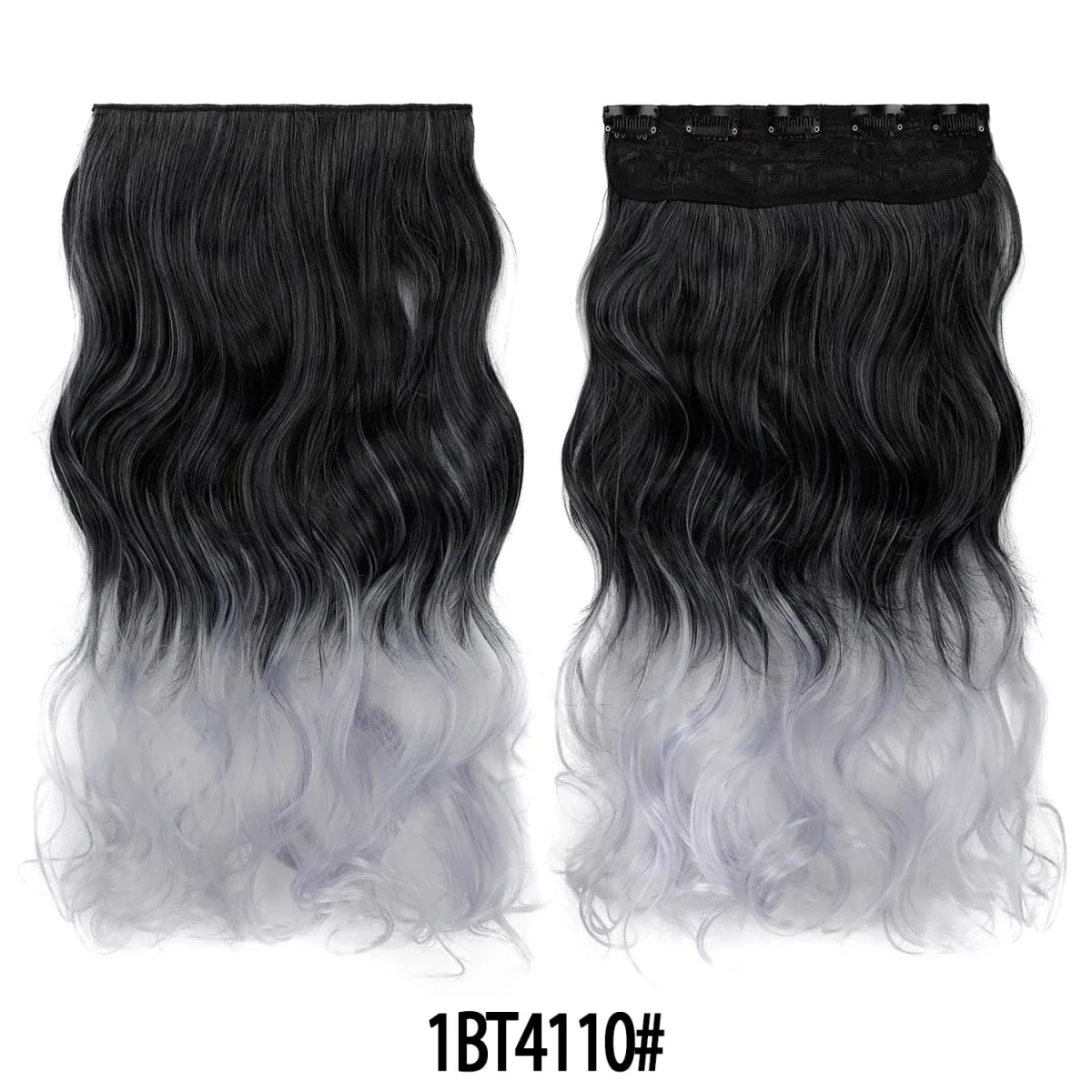Jeedou uma peça 5 clipes ondulado ombre clipe em extensões de cabelo longo onda de água cabelo encaracolado sintético pedaço arco-íris colorido cabelo — image 20