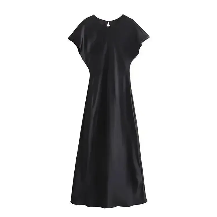 Midi Satin Dress Pambabae Long Dresses Para sa Babae Chic At Elegant Evening Dresses Pambabaeng Party Dress