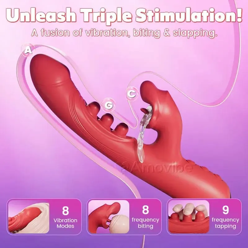 4 i 1 tungslickande klitorisvibrator med 9 flaxande och 8 bitande vibrationslägen G Spotstimulator Dildosexleksaker för kvinnor 18 — image 2