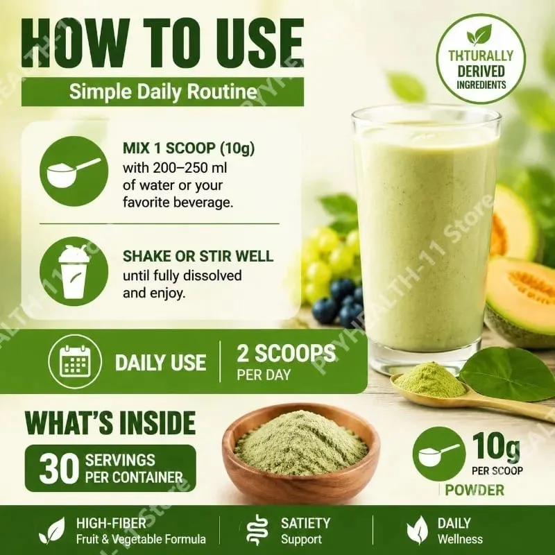 Fruit and Vegetable Fiber Enzyme Powder Thick Hami Melon Flavor High-Fiber Satiety Support Dietary Fiber Supplement 300g — image 6