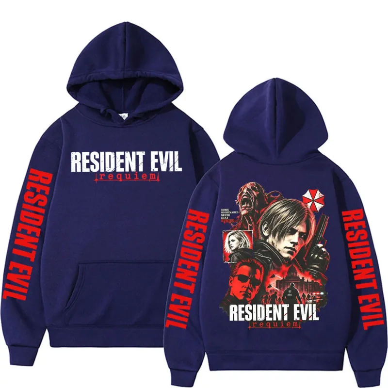 Leon Kennedy Resident Evil Requiem Merch Sweatshirts Herr Dam Casual Hoodie i fleece av hög kvalitet Harajuku klassiska gotiska hoodies — image 4