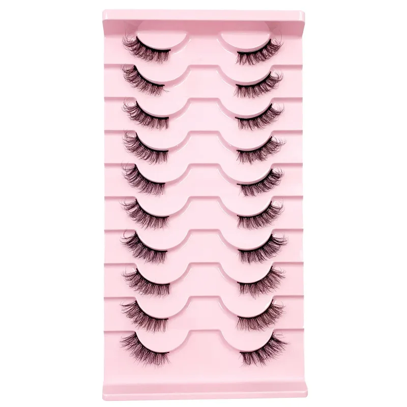 3D Cat Eye Lashes Half Eyelashes 10Pairs Half Lashes Natural Clear Stem False Eyelash Extension Makeup Faux Cils maquiag — image 13