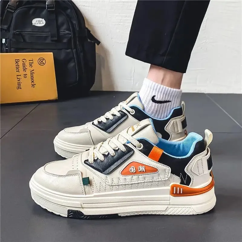 Men casual sports shoes leather breathable sneakers free shipping outdoor walking running board shoes comfortable lightweight — image 5