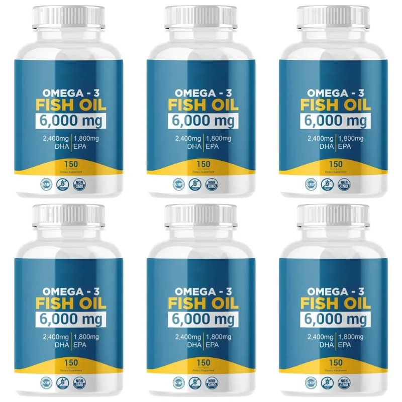 Omega 3 Softgels de óleo de peixe Suplemento diário de alta potência EPA DHA para adultos apoia a saúde imunológica das articulações 150 Softgels não OGM
