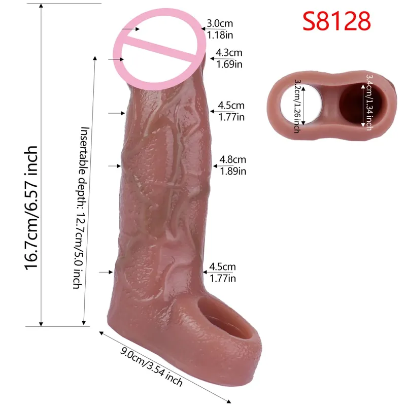 Close Head Realistic Penis Sleeve Szexjátékok férfiaknak Késleltetett magömlés Púshosszabbító Pároknak Sex Pleasure Sexshop — image 21