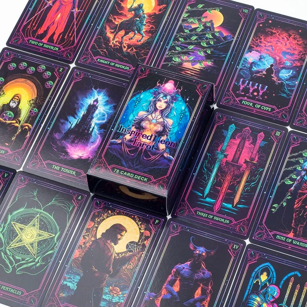 Inspired Neon Tarot Deck 78 Cards English Visions Divination Edition 10.3x6cm Board for Playing Games And Divination — image 6