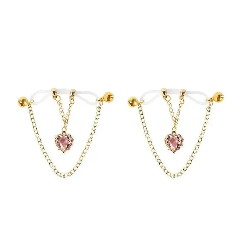[NM]1 Pair Heart-shaped Gemstone Breast Clips Nipple Stimulator Sex Toys For Women Couple Nipple Clamps Adult Supplies[NM]