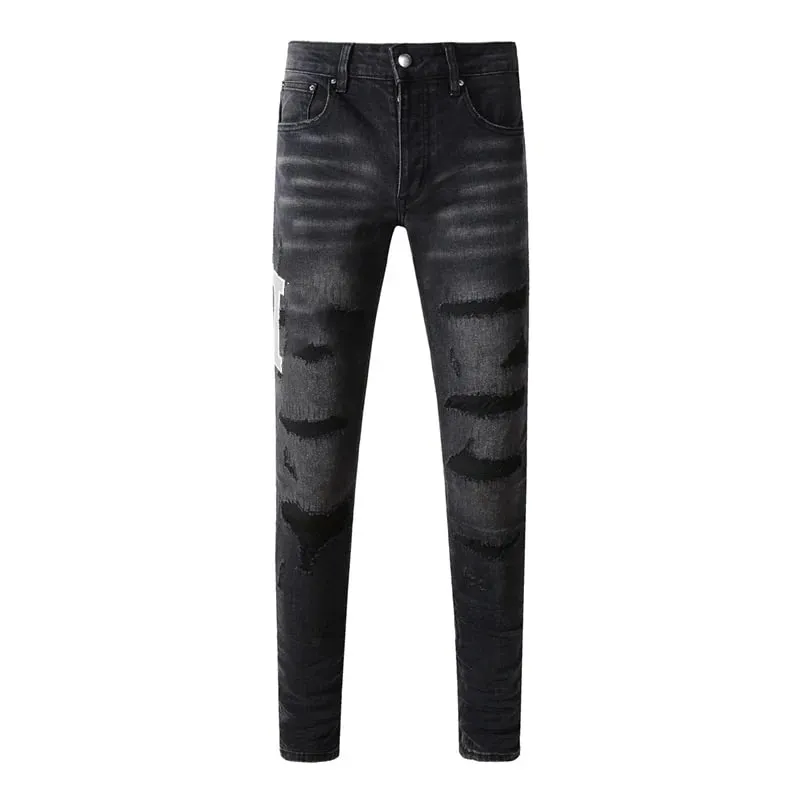 Fashion Americans Brands Men's Jeans Luxury Streetwear Holes Long Trousers Quality Male Stretch Slim Pants Skinny Trousers — image 20