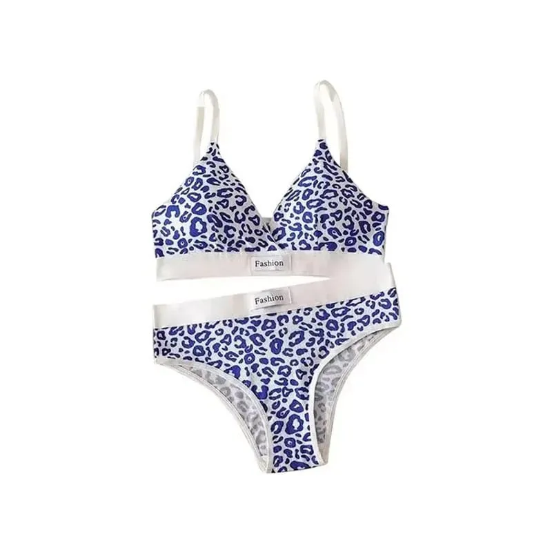 1/2/3set Women V-Neck Bra And Panties Set Low Waist Panties Female Sexy Lingerie Set Leopard Print Cotton Bra Sport Underwear — image 8