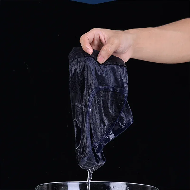 Erkek Buz Ipek Iç Çamaşırı Külot nefes alan iç çamaşırı Bambu Karbon Fiber Anti-Bakteriyel Rahat Içi Boş İç Pantolon Soğuk — image 15