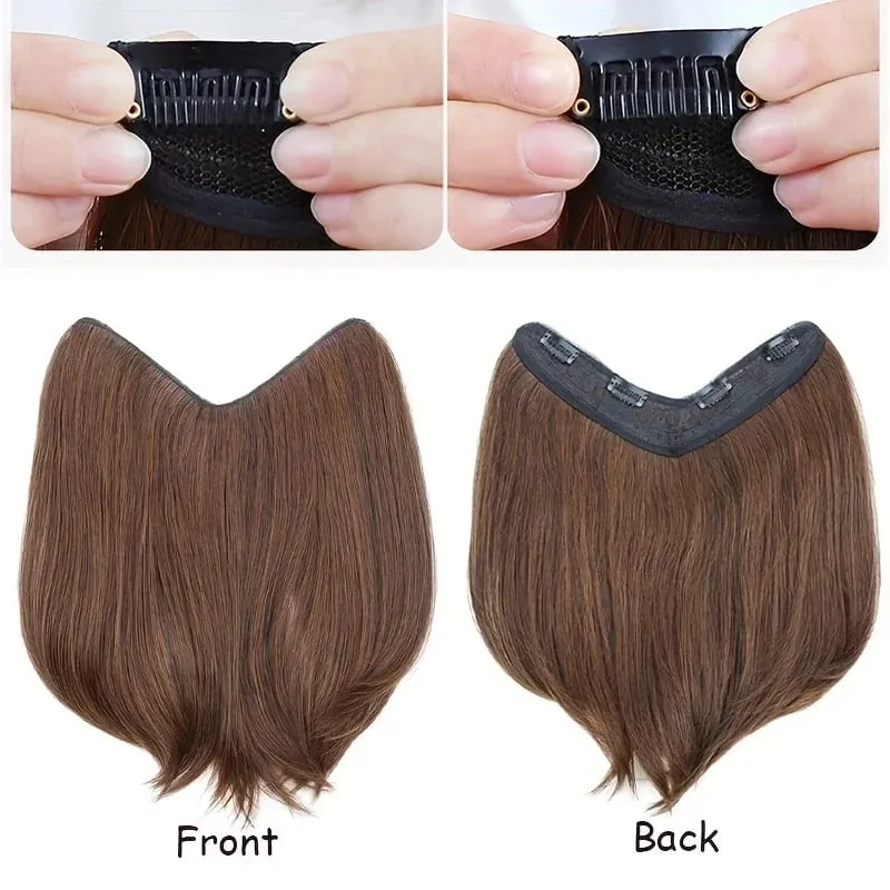 20/30cm sintético curto reto fivela interna em forma de v meia cabeça extensão do cabelo invisível peruca para mulher — image 5