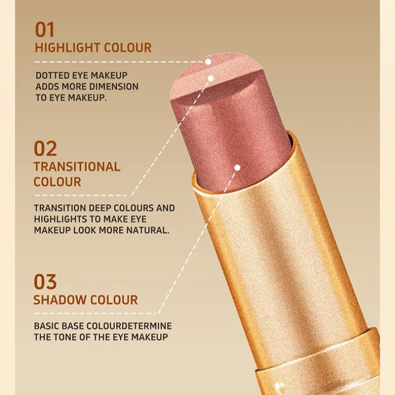 3 Color Matte Pearlescent Eye Shadow Stick Waterproof Durable Gloss Smoked Eye Makeup Cosmetics Long-Lasting Eye Shadow Stick