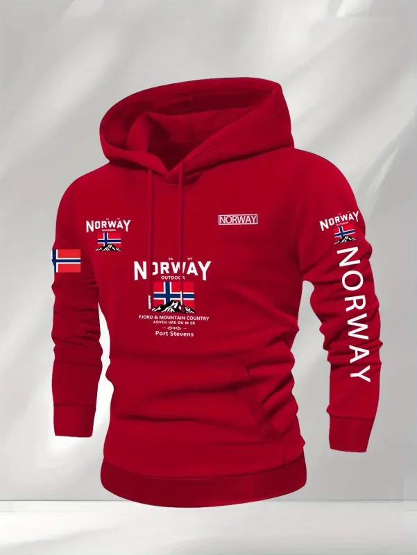 Norwegian Print Fashion Men Women Hooded Sweatshirt Autumn Winter Daily Outdoor Vacation Fitness Casual Loose Warm Sportswear — image 7