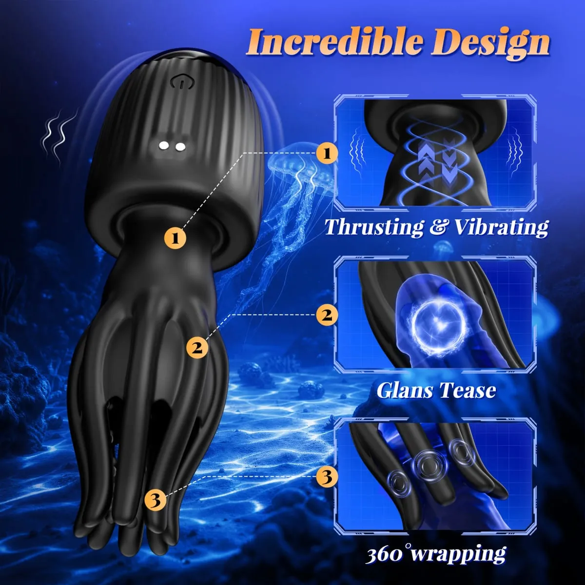 Thrusting Male Masturbator Penis Vibrator Glans Trainner with 4 Cock Rings Clit Nipple Stimulator Adults Sex Toys for Men — image 3